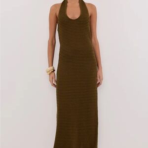DISSH Gina Olive crochet halter dress Size Medium